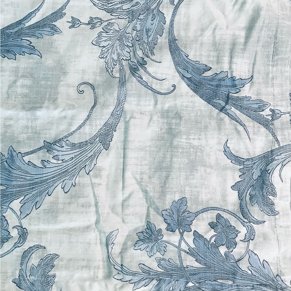 Dea Italy Egyptian Cotton King Pillowcase & Euro Sham Set Pale Blue Floral - Picture 4 of 5
